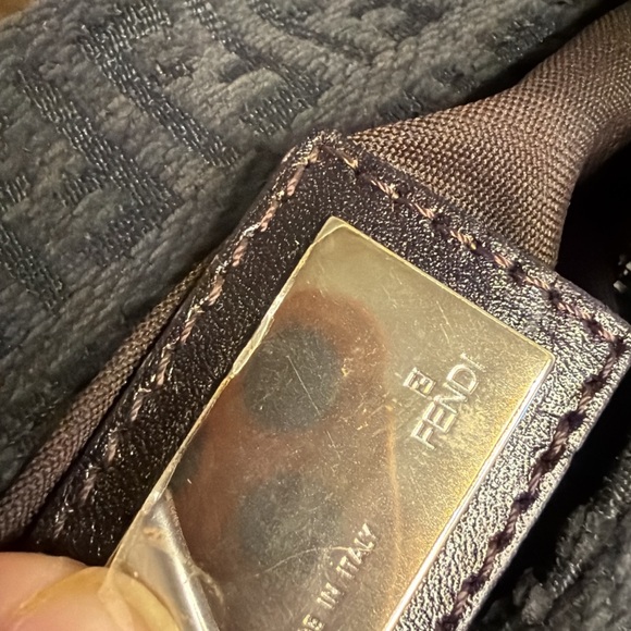 Fendi velvet grey zucca shoulder bag with suede leather strap - Picture 7 of 8